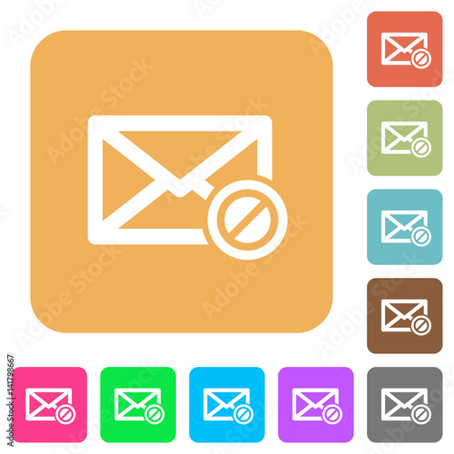 Blocked mail rounded square flat icons