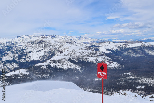 Expert Skier sign at Summit at Mammoth Mountain Ski Area
