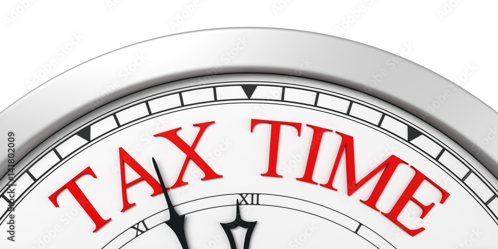 Tax time deadline on a clock