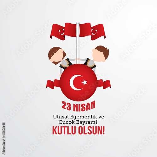 Vector illustration of the cocuk baryrami 23 nisan , translation: Turkish April 23 National Sovereignty and Children's Day, Turkish holiday, children logo. photo