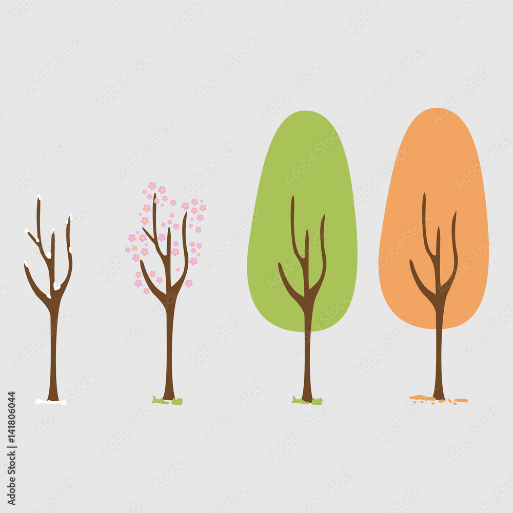 Four seasons - spring, summer, autumn, winter. Art tree. Tree at four ...