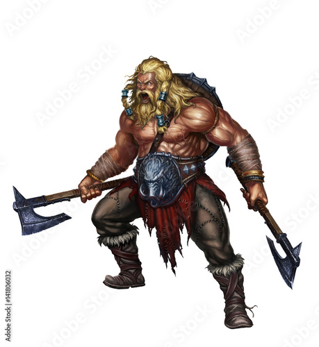 Obraz na plátne viking berserker on white