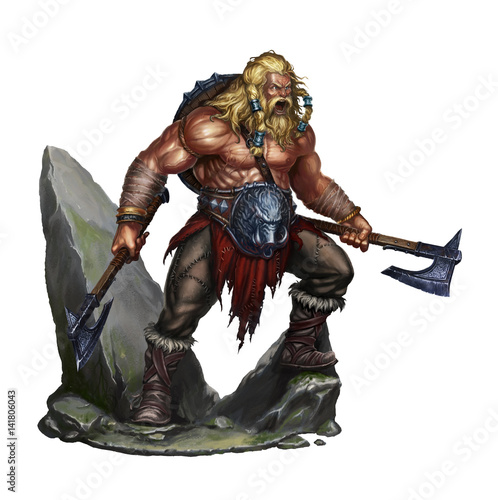 viking berserker on white on stone photo