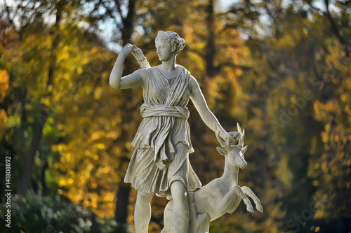A statue of the mythological huntress Diana.