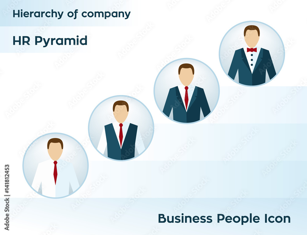 Business people icon. Manager user icon. Hierarchy of company. HR pyramid. Company business structure. Vector illustration. Business people icon. Manager user icon. Hierarchy of company. HR pyramid. Company business structure. Vector illustration.