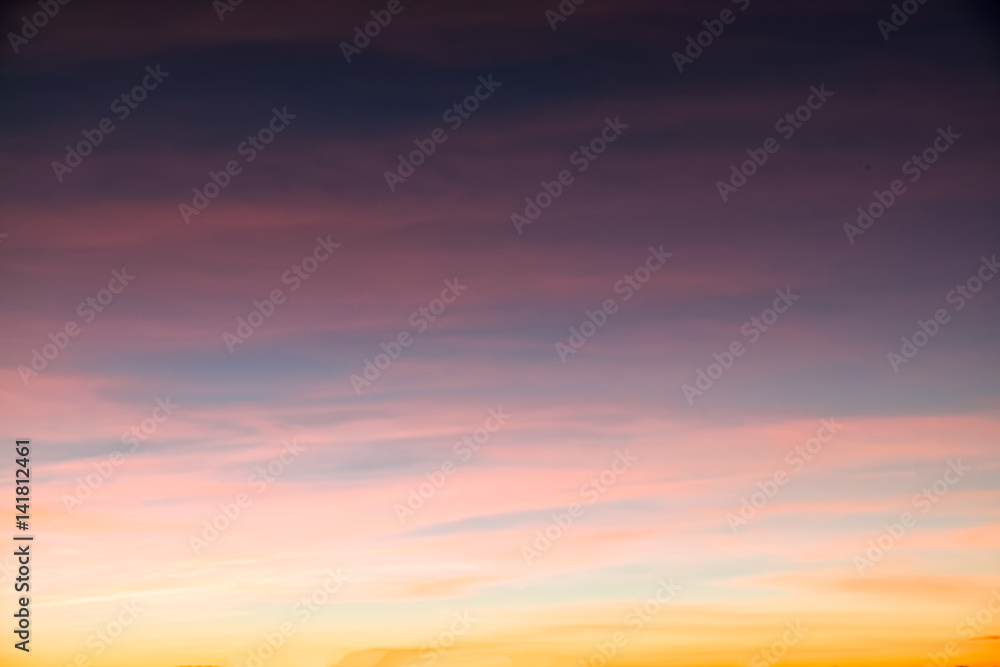 Beautiful sky with clouds at sunset or sunrise