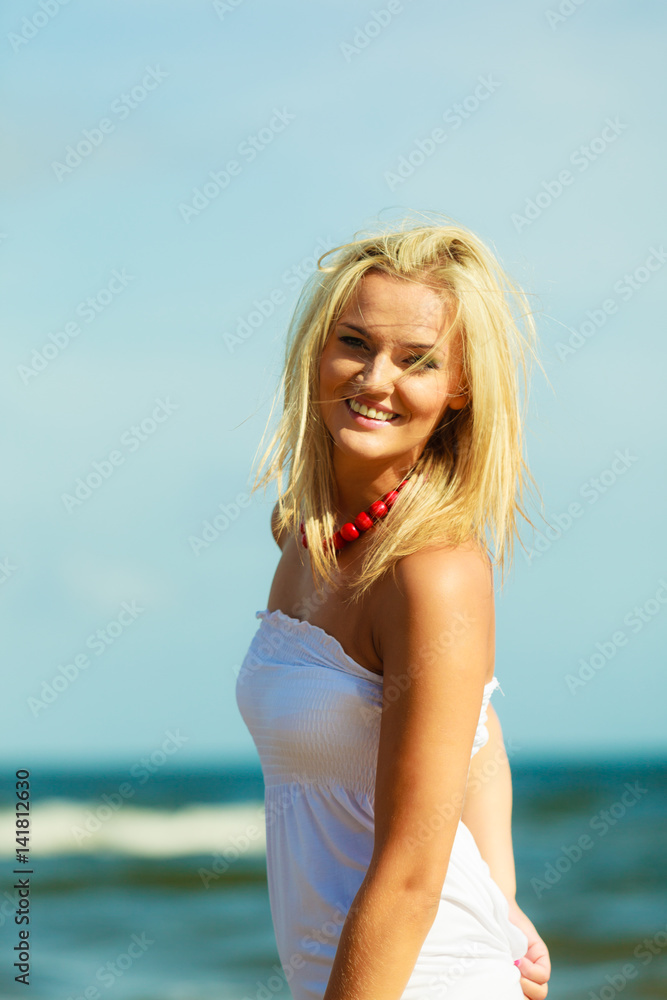 Nice female enjoying nature and beach. Nice female enjoying nature and beach.