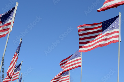 Φωτογραφία billowing American flags