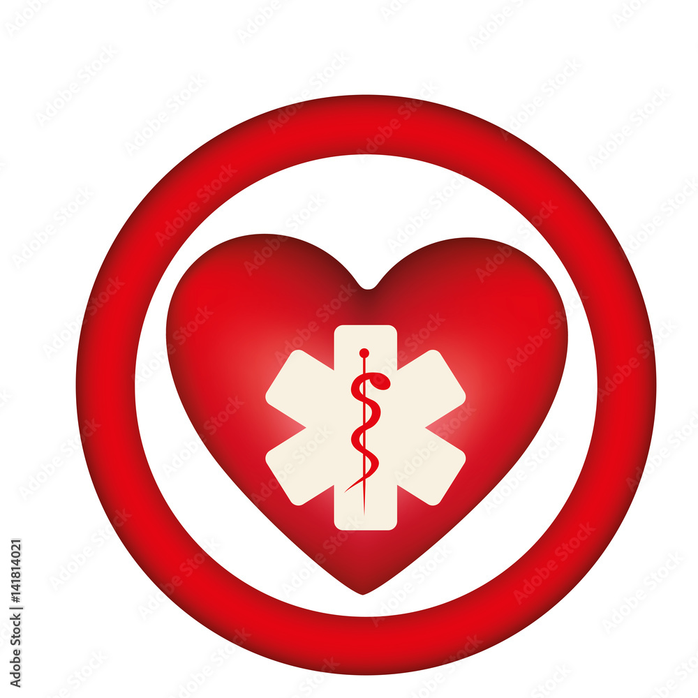 symbol heart with star medicine sign inside, vector illustration design symbol heart with star medicine sign inside, vector illustration design