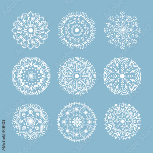 Henna tattoo mehndi flower template doodle ornamental lace decorative element...