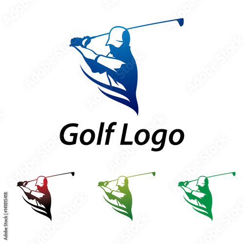 Golf Logo Abstract Swing and Hit the Ball