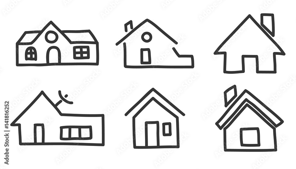 icon home hand drawn vector set art illustration