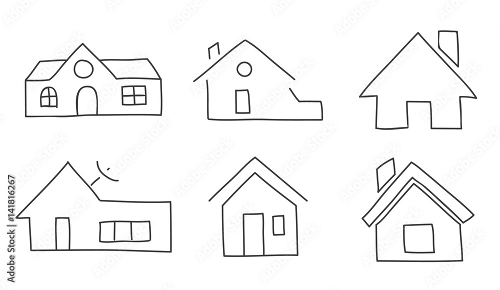 icon thin line  home hand drawn vector set art illustration