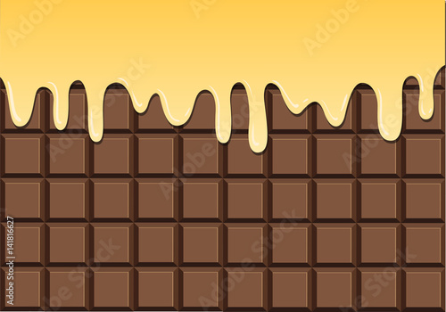 Melted vanilla on chocolate bar