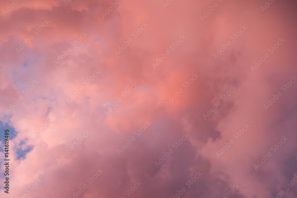 pink daybreak clouds close-up
