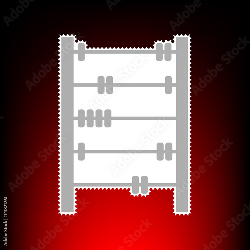 Retro abacus sign. Postage stamp or old photo style on red-black gradient background.
