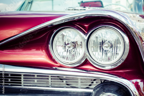 Concept of Cuba attractions. Headlight of old car in Havana, Cuba
