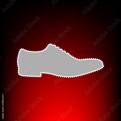 Men Shoes sign. Postage stamp or old photo style on red-black gradient background.