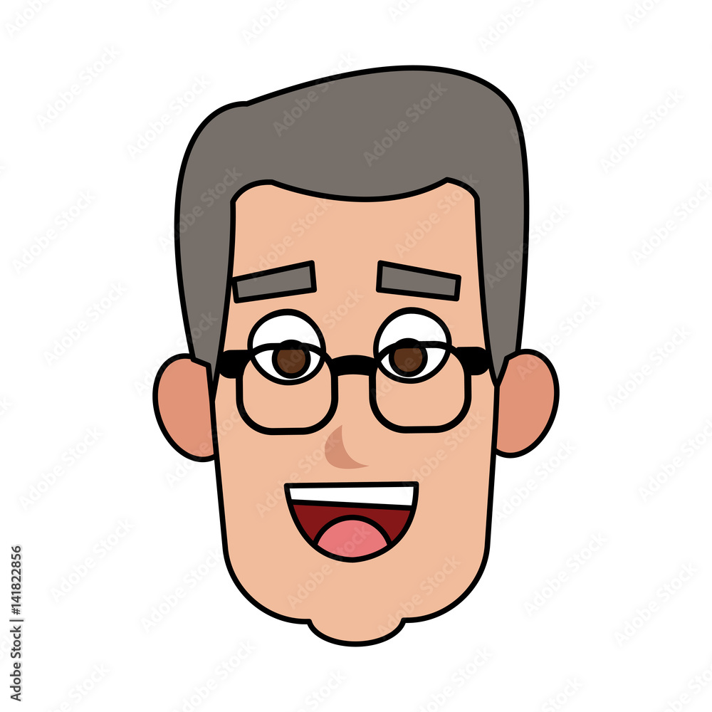 happy elderly or middle age  man with glasses  cartoon icon image vector illustration design 