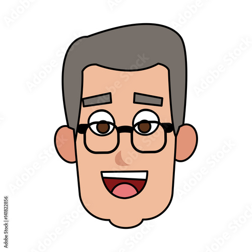 happy elderly or middle age  man with glasses  cartoon icon image vector illustration design 