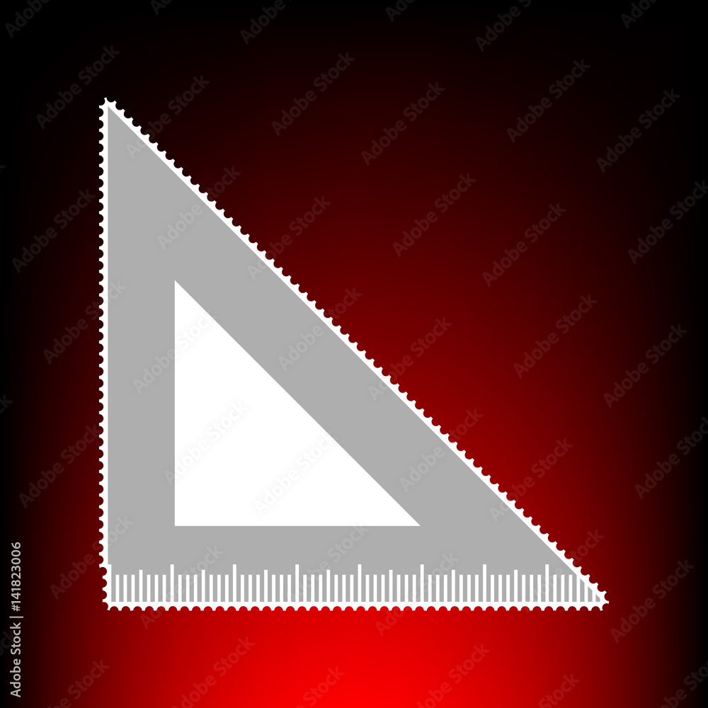 Ruler sign illustration. Postage stamp or old photo style on red-black gradient background.