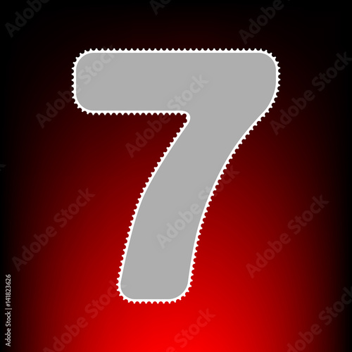 Number 7 sign design template element. Postage stamp or old photo style on red-black gradient background.