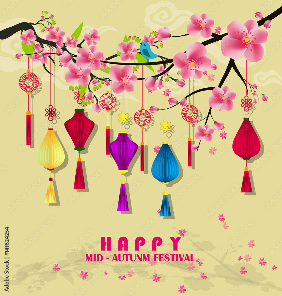 happy mid autumn festival chinese background