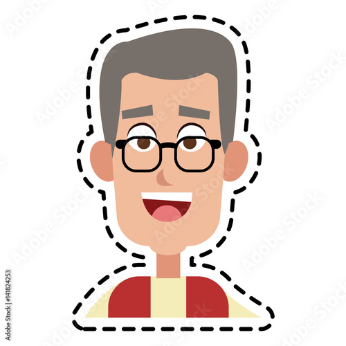 happy elderly or middle age  man with glasses  cartoon icon image vector illustration design 