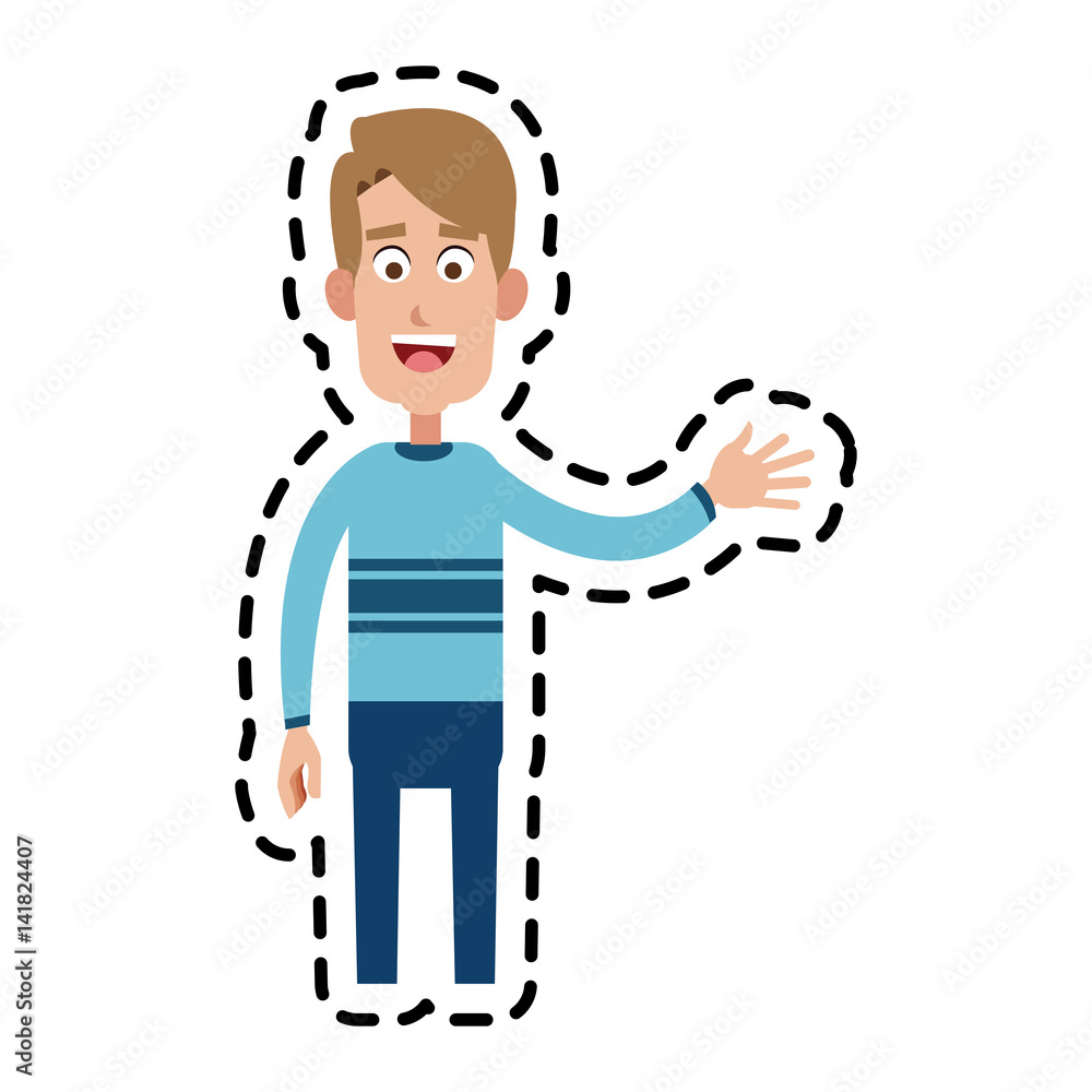 happy handsome blonde man waving hand cartoon icon image vector illustration design happy handsome blonde man waving hand cartoon icon image vector illustration design