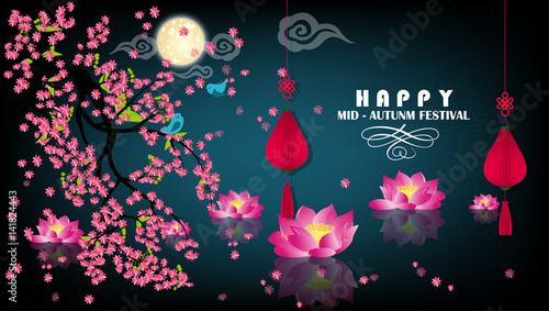 happy mid autumn festival chinese background