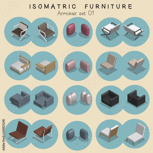 Isometric armchair furniture set