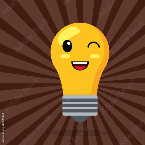 kawaii bulb wink smile vector illustration eps 10 photo