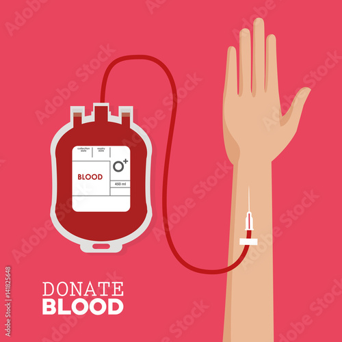 donate blood hand with tube vector illustration eps 10