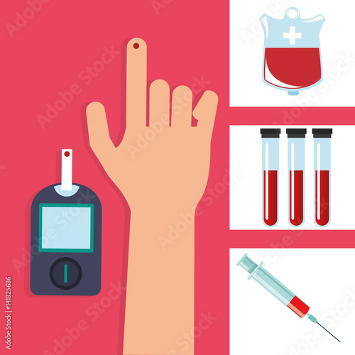 hand with equipment diabetes test vector illustration eps 10