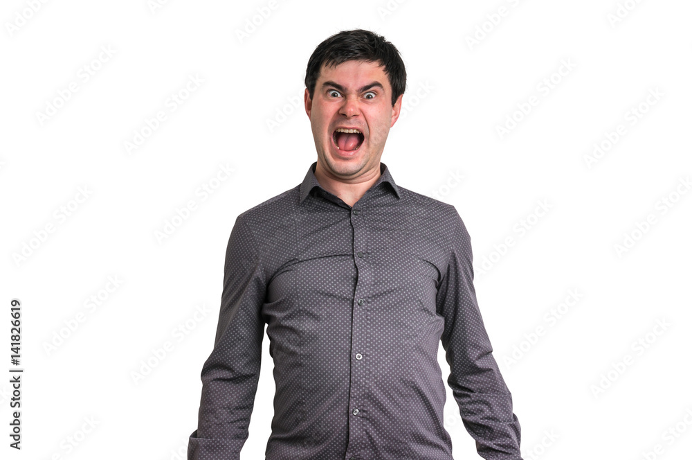 Angry and screaming man isolated on white Angry and screaming man isolated on white