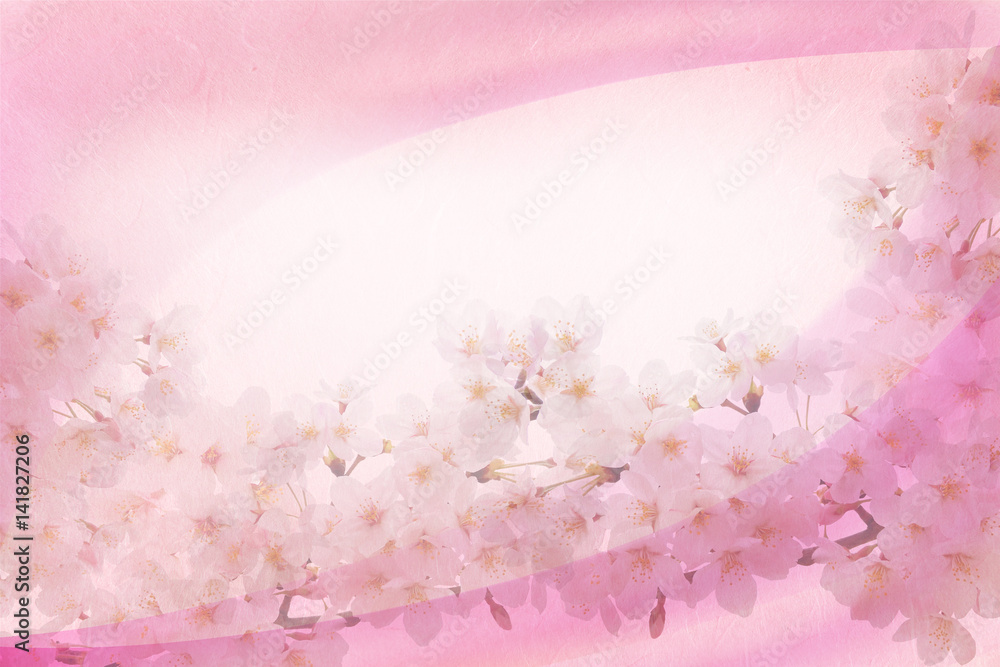 桜と和紙の春背景素材