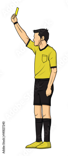 soccer referee showing yellow card