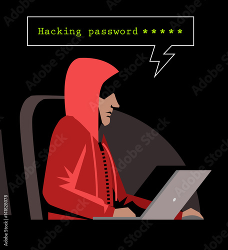 hacker stalker using a computer in the darkness