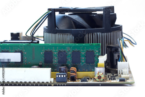 Computer motherboard isolated. Technology