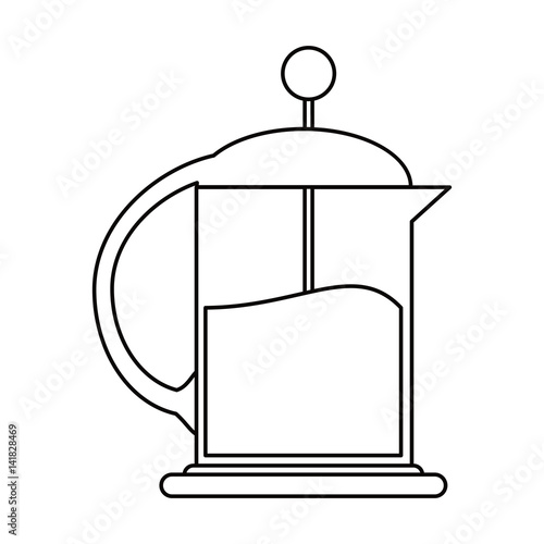 french press coffee maker outline vector illustration eps 10