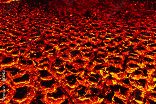 Lava on dry ground, Global warming concept.