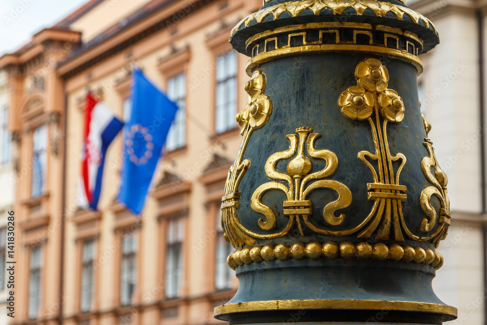 Lantern decoration in upper old town of Zagreb, Croatia