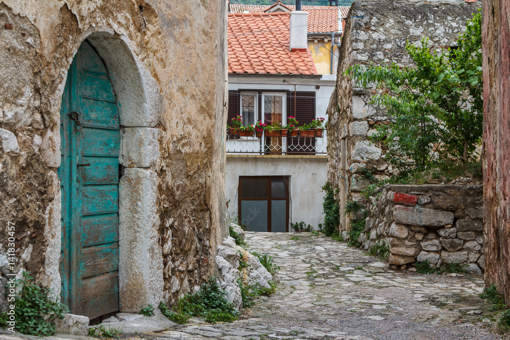 Street in the old part of small Bakar town, Croatia