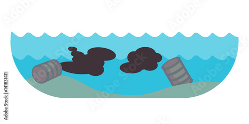 Ecological problems environmental oil pollution of water earth air deforestation destruction of animals mills factories forest protection vector illustration.