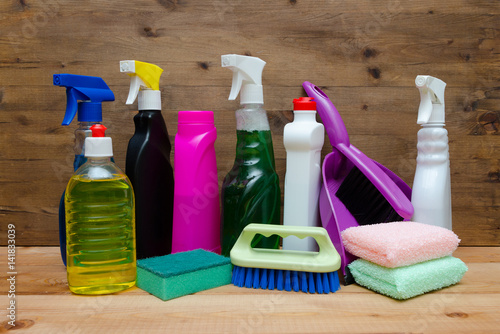 Set of variety cleaning supplies
