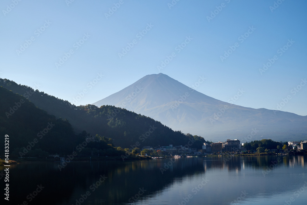 Mount fuji and sky at kawaguchiko lake japan