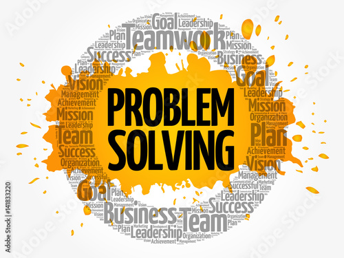 Problem Solving circle word cloud, business concept