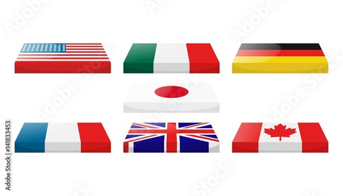 Big seven perspective icons isolated vector