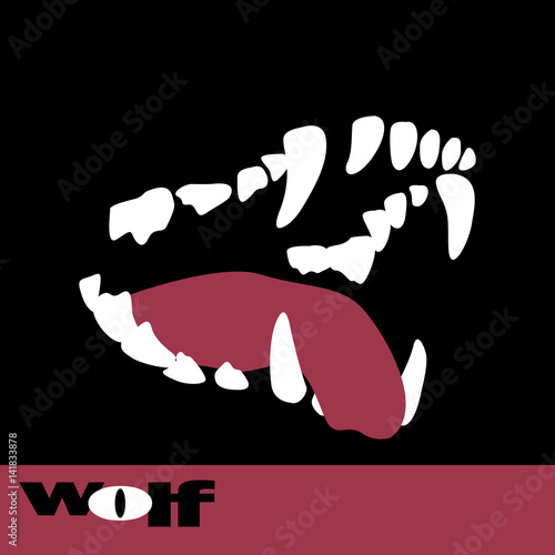 wolf fangs vector illustration style Flat