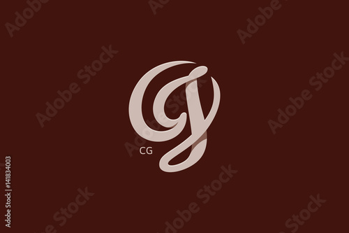 Letter C and G Monogram Logo Design Vector